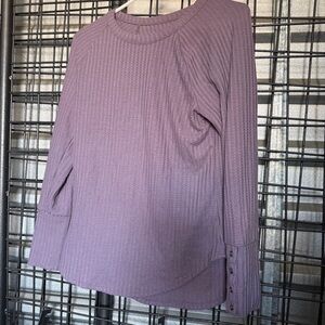 chaser waffle knit Thermo top Long Sleeve medium Ribbed shirt Lavender Purple A8